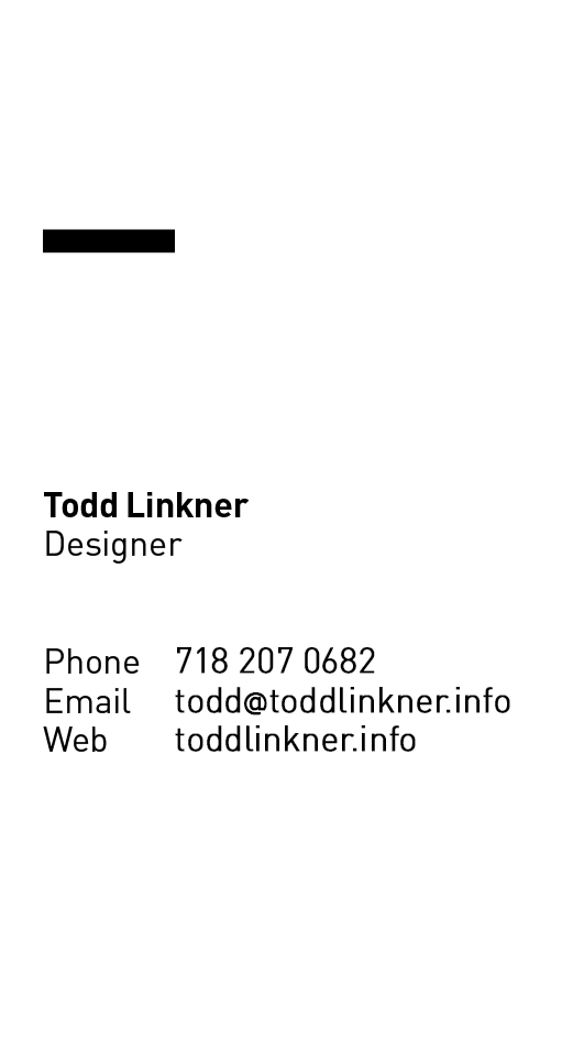 Business Card: Todd Linkner, Designer
